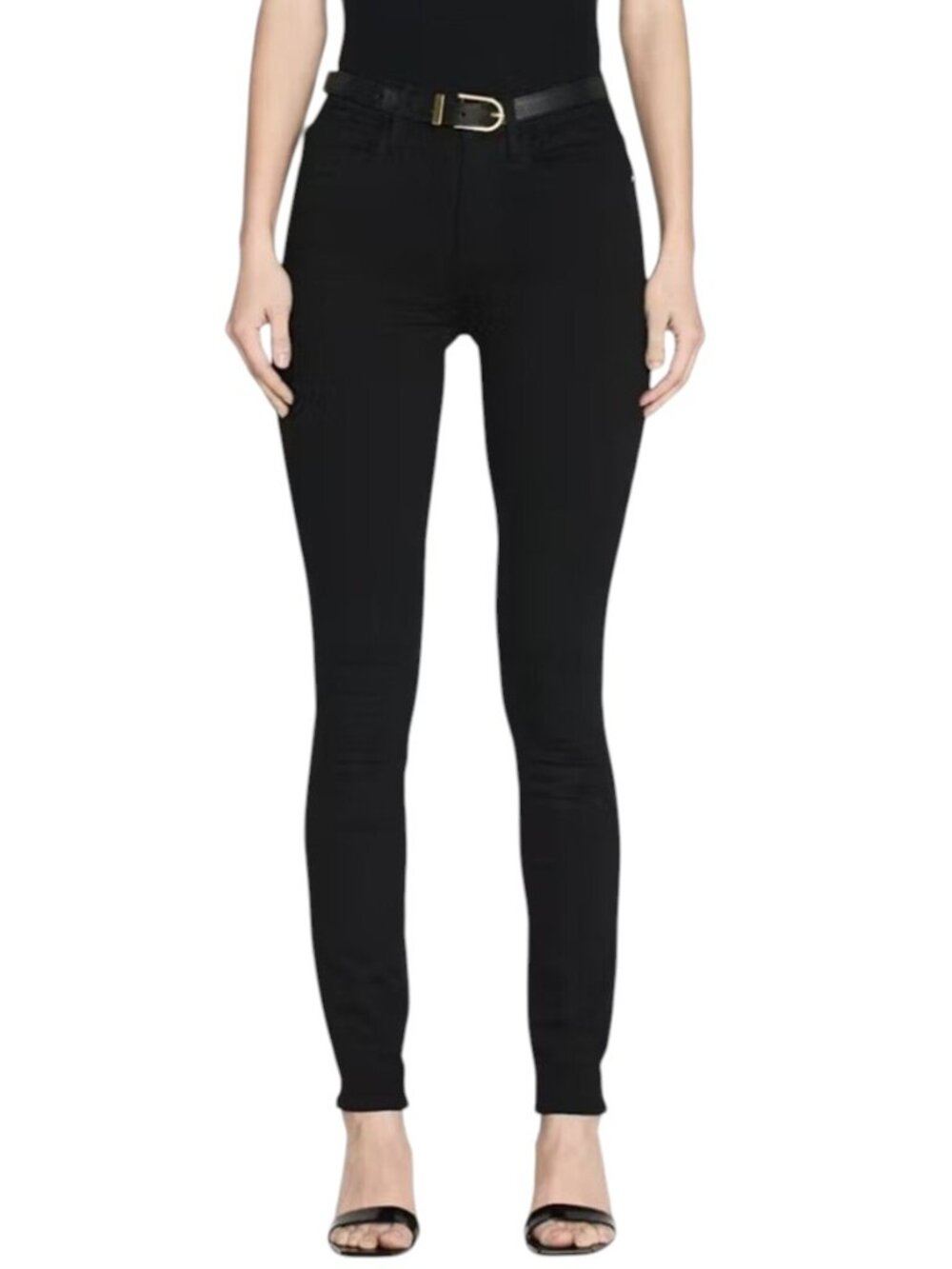 FRAME Le High Skinny Jeans Film Noir Black Size 25